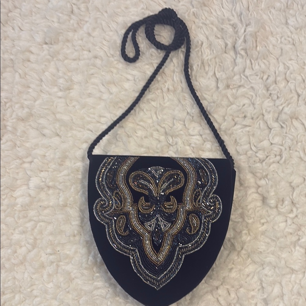 Embellished Black Velvet Pouch